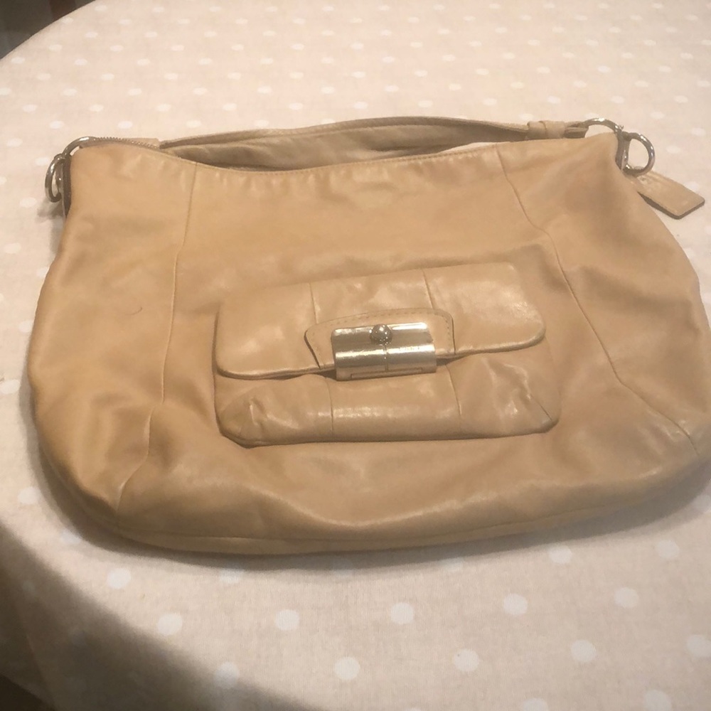 Coach light beige leather bag